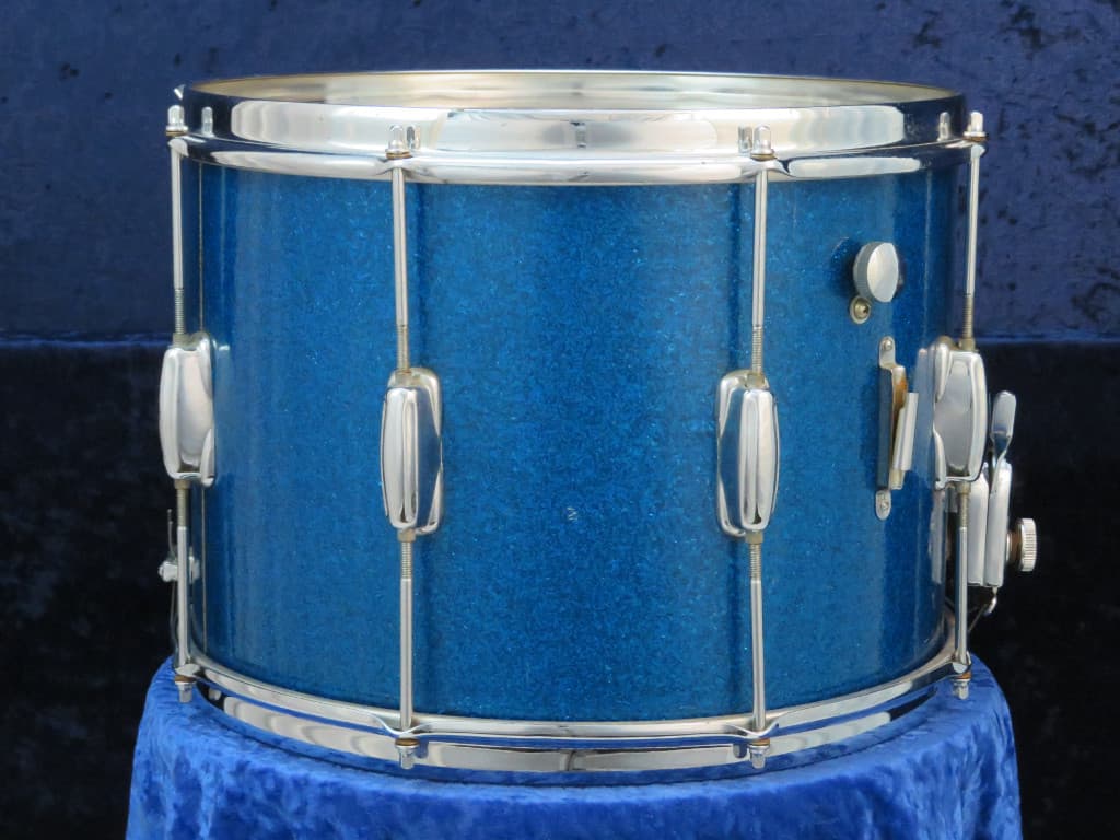 Slingerland 10 x 14 Sparkling Blue Pearl Wood Marching Snare Drum Serial #213415