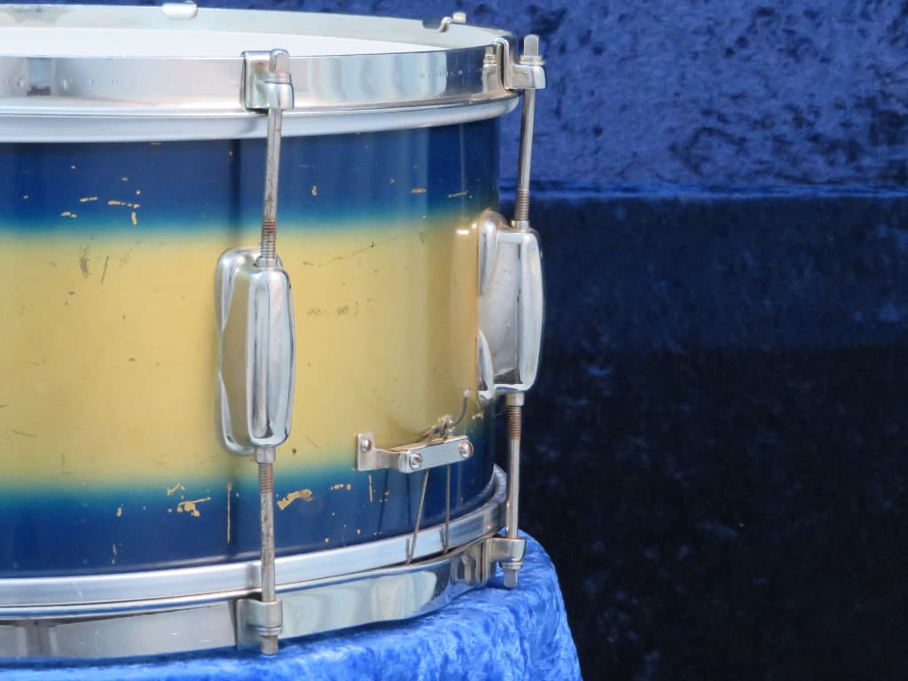 Slingerland Radio King 7 x 14 Blue and Gold Duco Wood Snare Drum 1950's Serial #isi9415