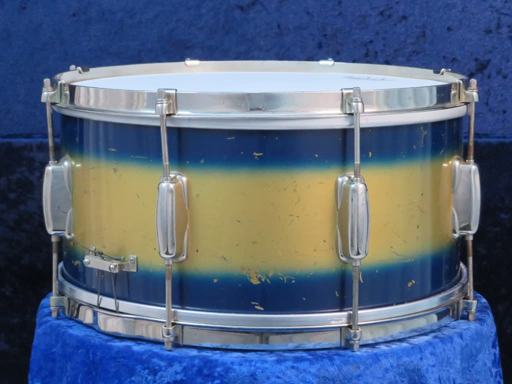 Slingerland Radio King 7 x 14 Blue and Gold Duco Wood Snare Drum 1950's Serial #isi9415