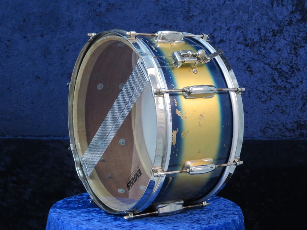 Slingerland Radio King 7 x 14 Blue and Gold Duco Wood Snare Drum 1950's Serial #isi9415