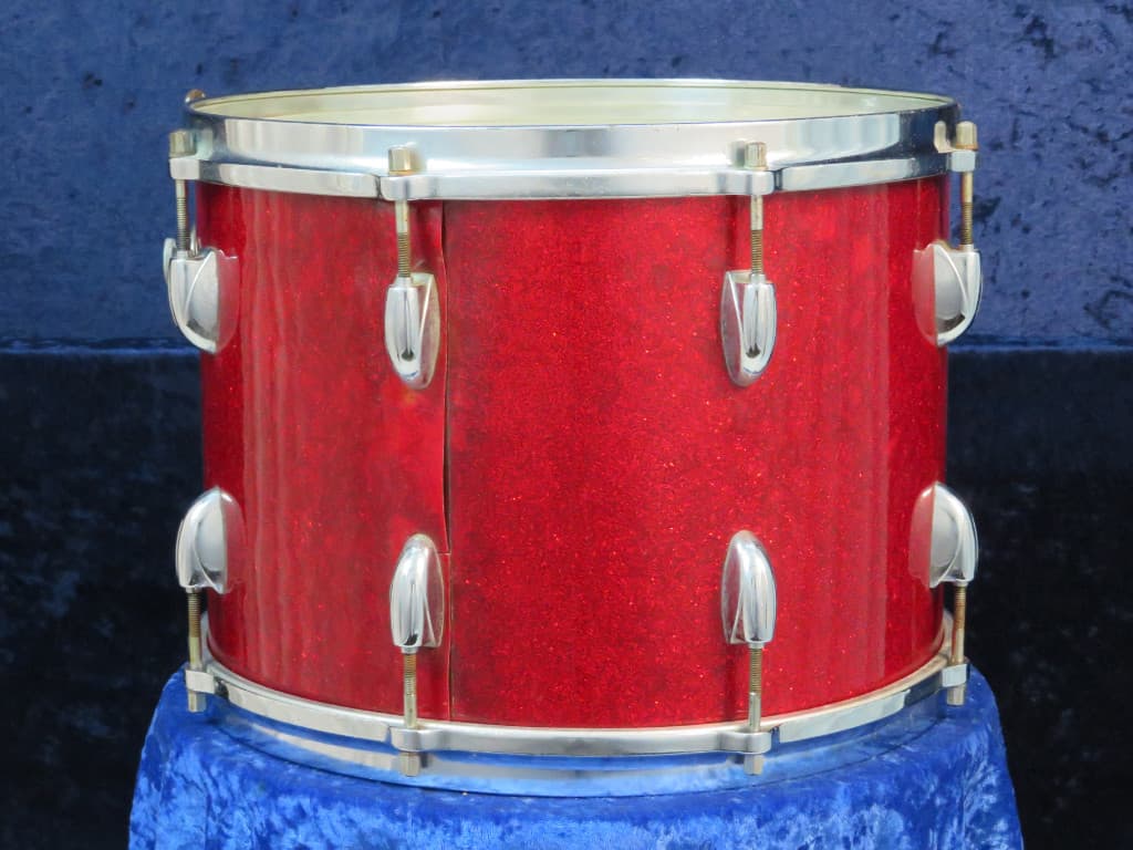Walberg & Auge Perfection 10 x 14 Red Sparkle Wood Tenor Drum 1962 Serial #11-62
