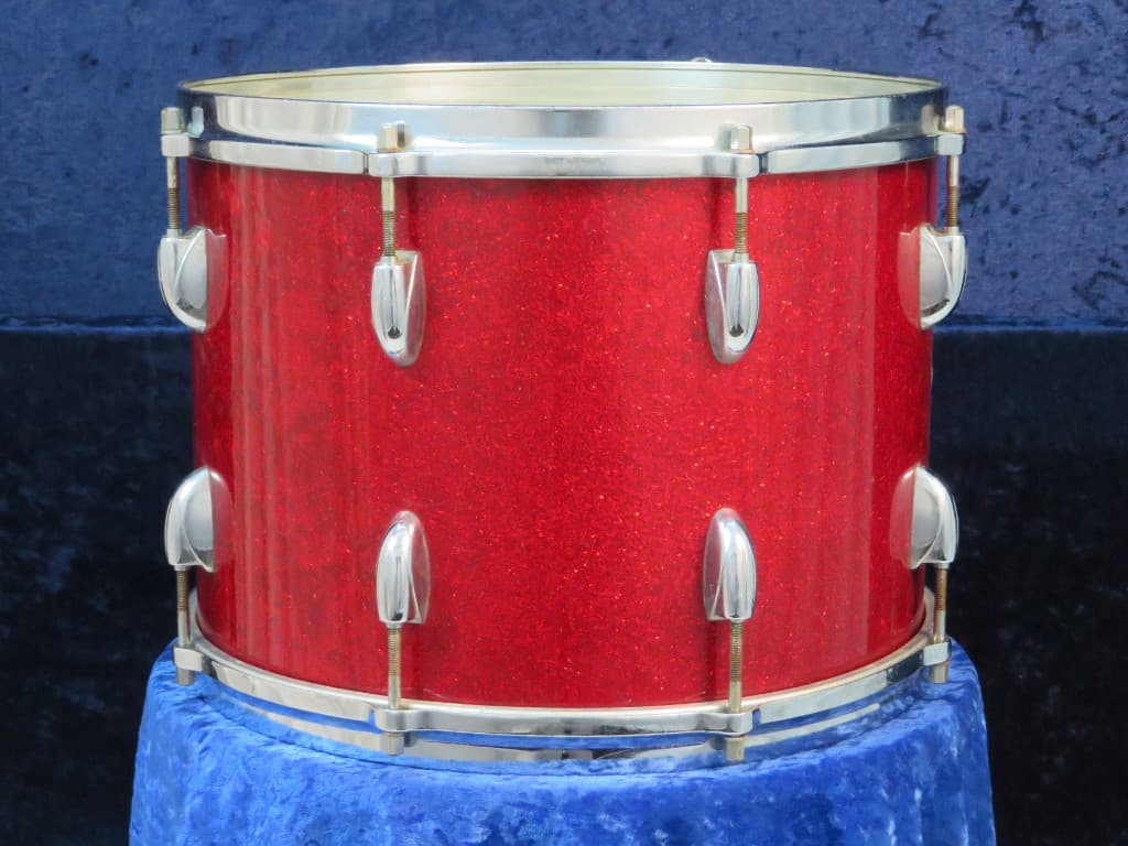 Walberg & Auge Perfection 10 x 14 Red Sparkle Wood Tenor Drum 1962 Serial #11-62