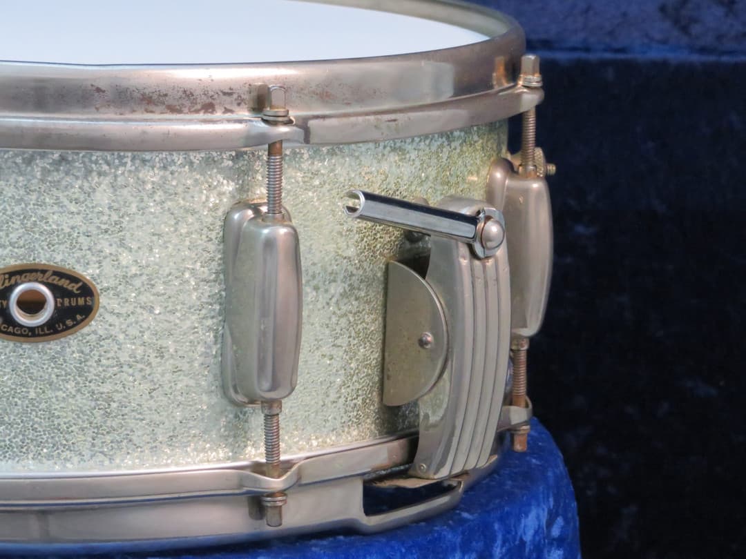 Slingerland Radio King 5.5 x 14 Sparkling Silver Pearl Wood Snare Drum Serial #isi9260