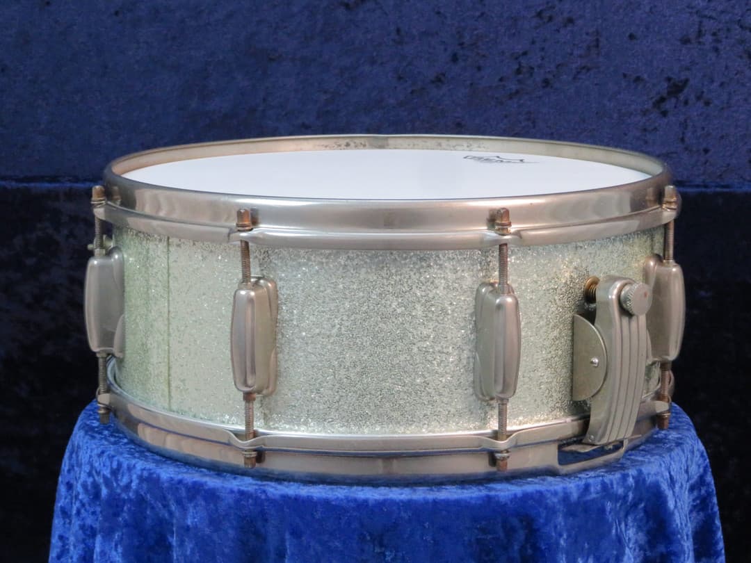 Slingerland Radio King 5.5 x 14 Sparkling Silver Pearl Wood Snare Drum Serial #isi9260