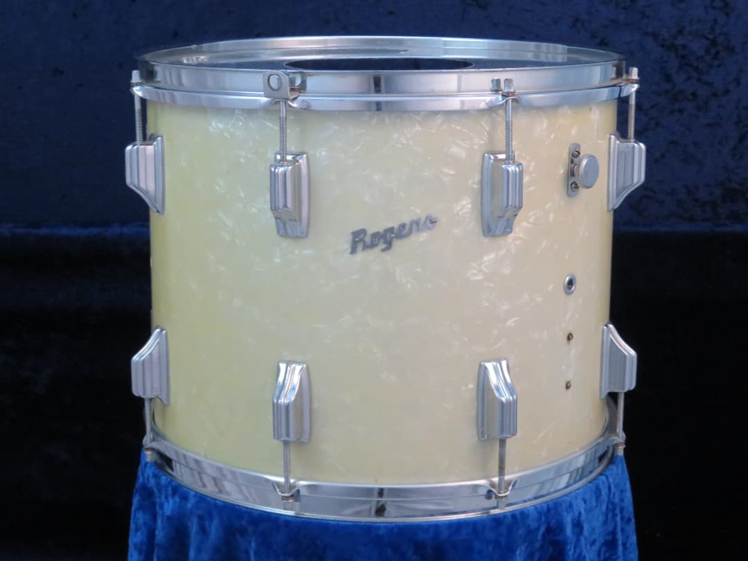 Rogers Powertone 12 x 15 White Marine Pearl Wood Tenor Drum Serial #8123 Rogers Powertone 12 x 15 White Marine Pearl Wood Tenor Drum Serial #8123