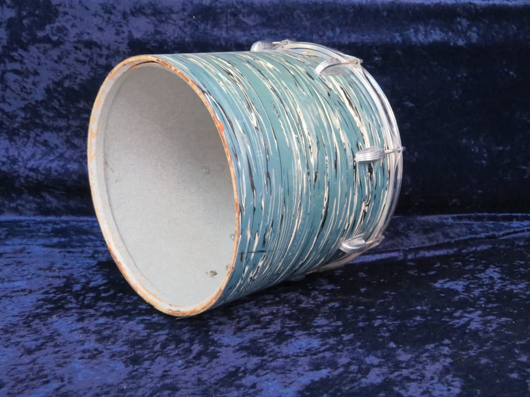 Ludwig Set of 3 14" 16" 18" Oyster Blue Pearl Wood Tri/ Concert Toms 1960's Serial #1051821