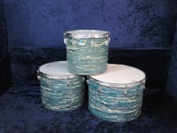 Ludwig  Set of 3 14" 16" 18" Oyster Blue Pearl Wood Tri/ Concert Toms 1960's  Serial #1051821 Ludwig  Set of 3 14" 16" 18" Oyster Blue Pearl Wood Tri/ Concert Toms 1960's  Serial #1051821