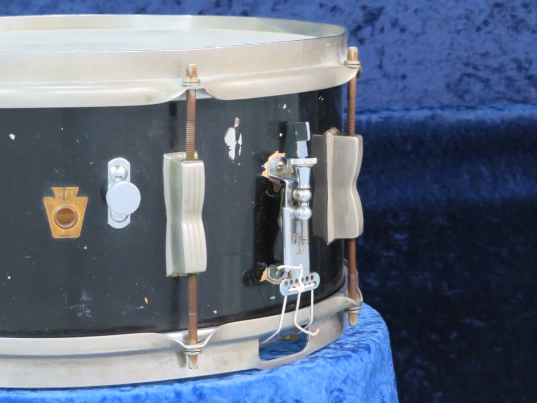 WFL 6.5 x 14 Black Lacquer Wood Snare Drum Serial #isi9320
