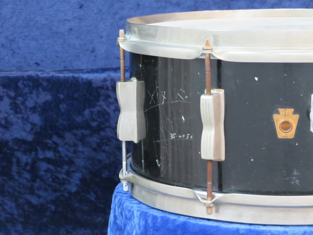 WFL 6.5 x 14 Black Lacquer Wood Snare Drum Serial #isi9320