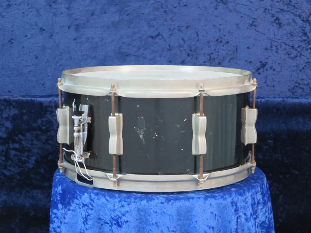 WFL 6.5 x 14 Black Lacquer Wood Snare Drum Serial #isi9320