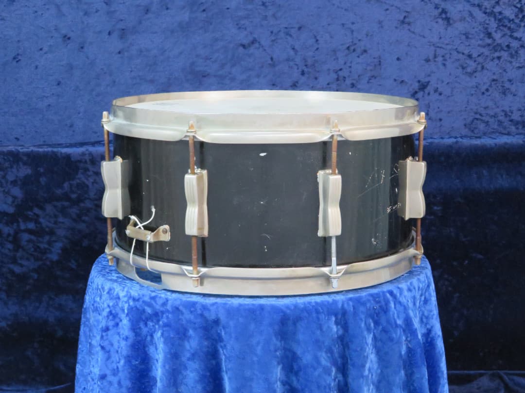 WFL 6.5 x 14 Black Lacquer Wood Snare Drum Serial #isi9320
