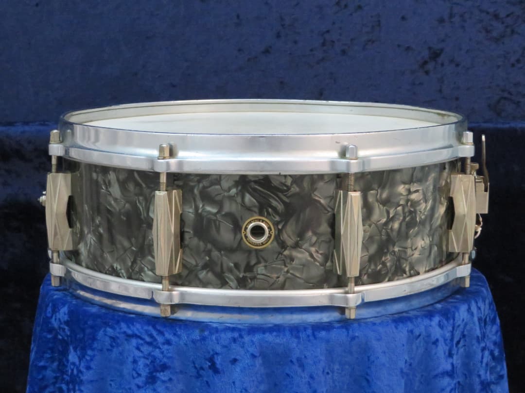 Walberg and Auge 5 x 14 Black Diamond Wood Snare Drum 1950's Serial #isi9322