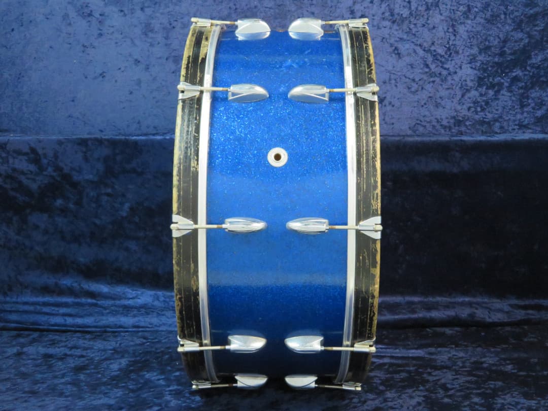 Walberg and Auge Perfection 10 x 26 Sparkling Blue Pearl Wood Bass Drum 1968 Serial #RGB9-68