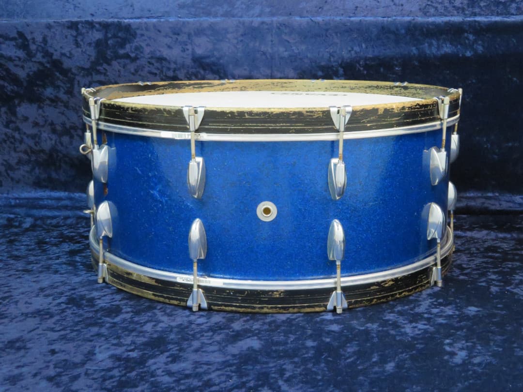 Walberg and Auge Perfection 10 x 26 Sparkling Blue Pearl Wood Bass Drum 1968 Serial #RGB9-68