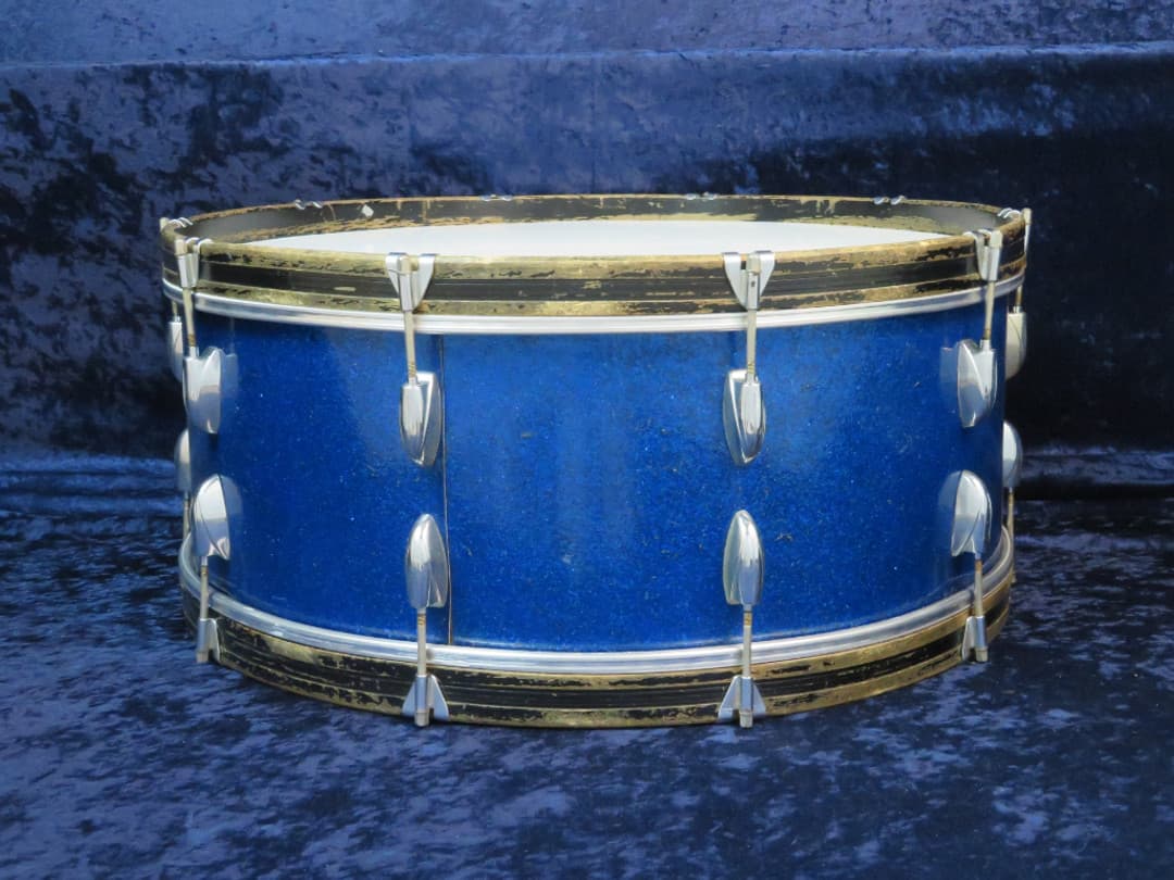 Walberg and Auge Perfection 10 x 26 Sparkling Blue Pearl Wood Bass Drum 1968 Serial #RGB9-68