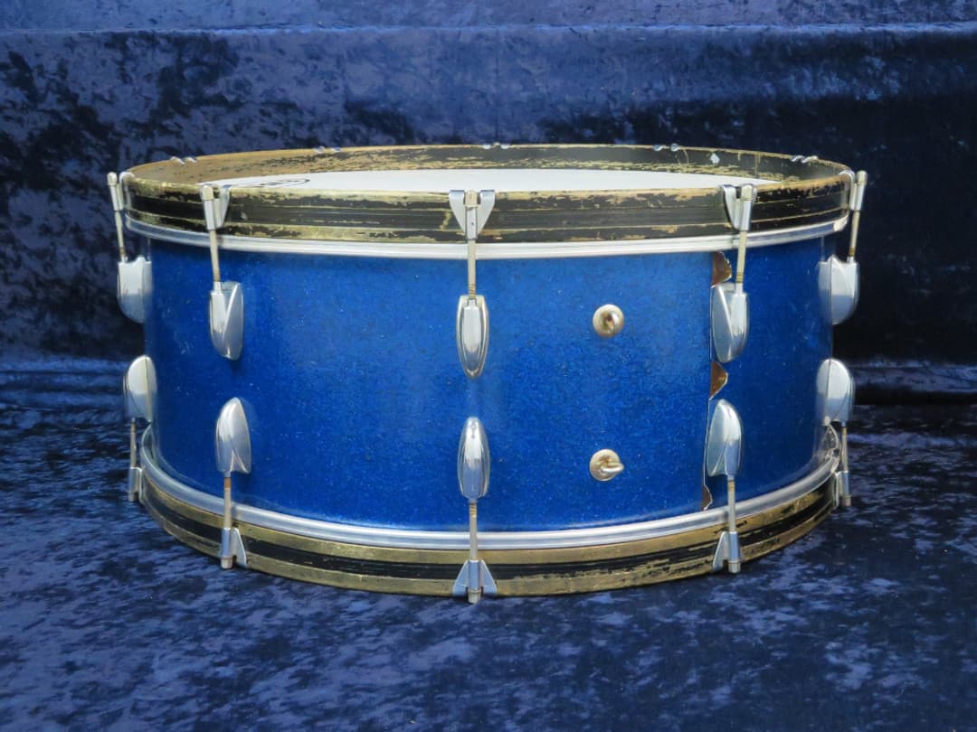 Walberg and Auge Perfection 10 x 26 Sparkling Blue Pearl Wood Bass Drum 1968 Serial #RGB9-68