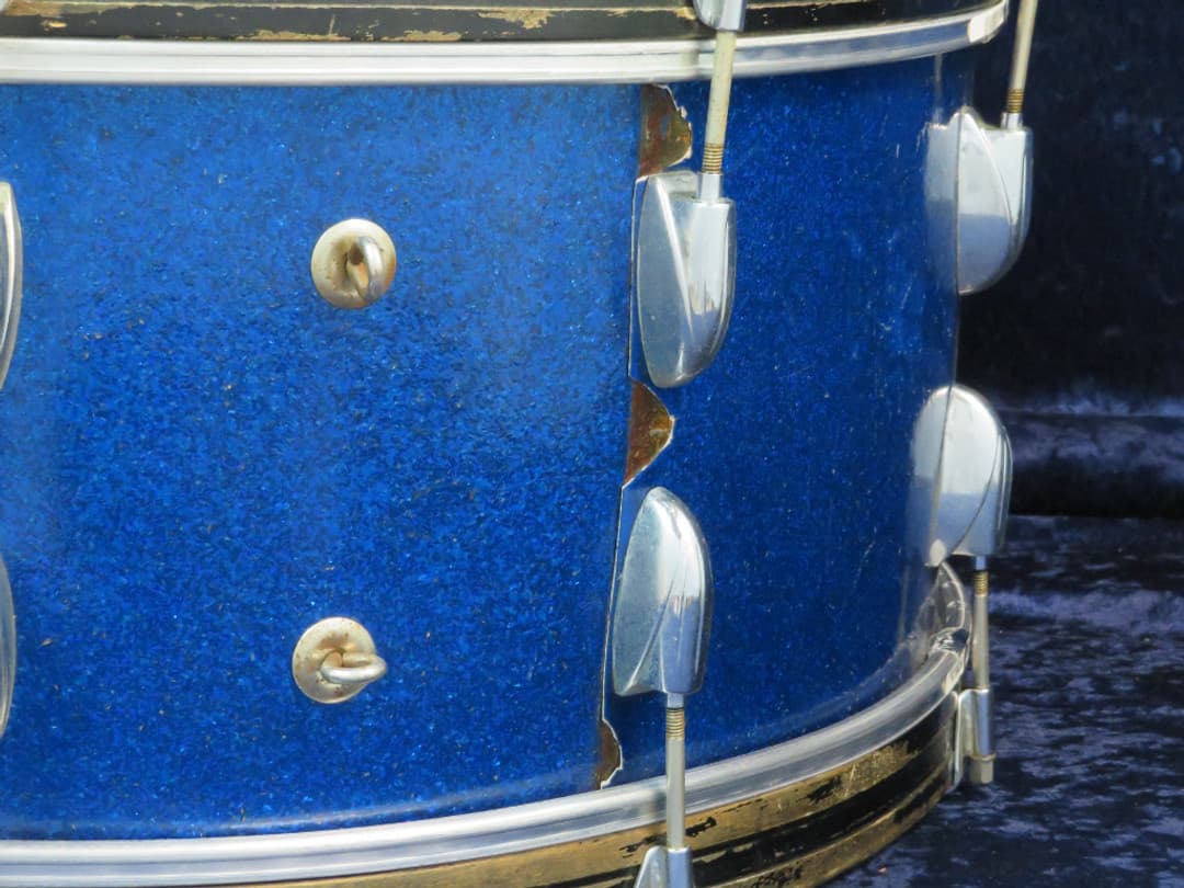 Walberg and Auge Perfection 10 x 26 Sparkling Blue Pearl Wood Bass Drum 1968 Serial #RGB9-68
