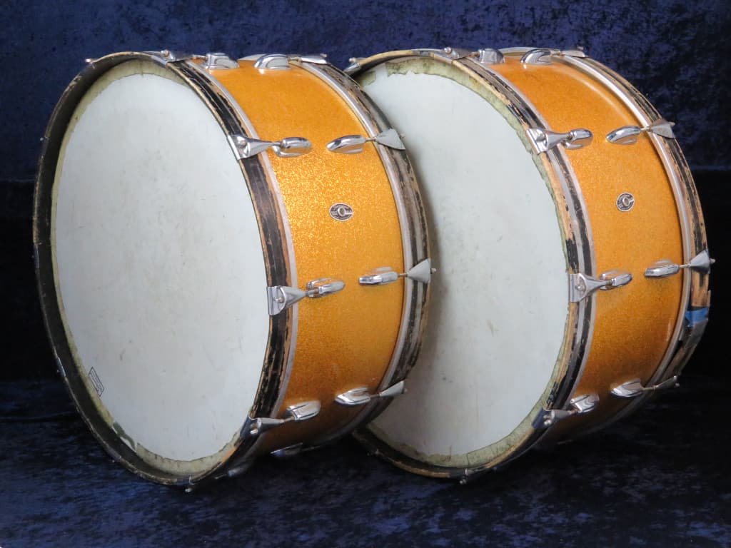Slingerland Pair of 10 x 26 Sparkling Orange Pearl Wood Bass Drums Serial #246944 and Serial #253875 Slingerland Pair of 10 x 26 Sparkling Orange Pearl Wood Bass Drums Serial #246944 and Serial #253875