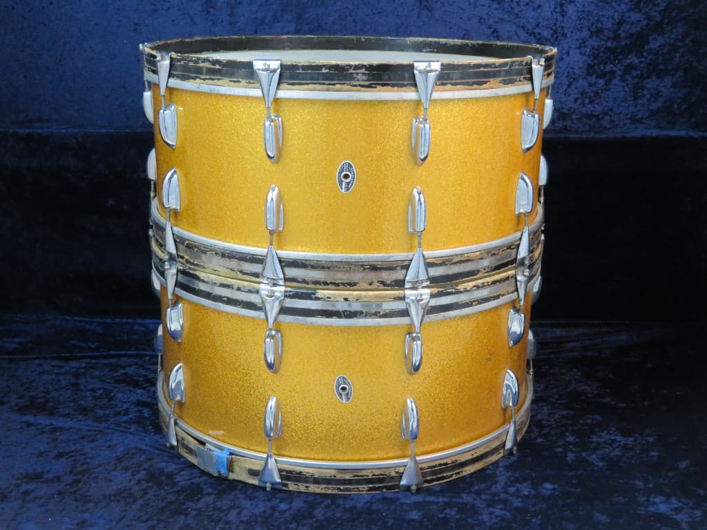 Slingerland Pair of 10 x 26 Sparkling Orange Pearl Wood Bass Drums Serial #246944 and Serial #253875