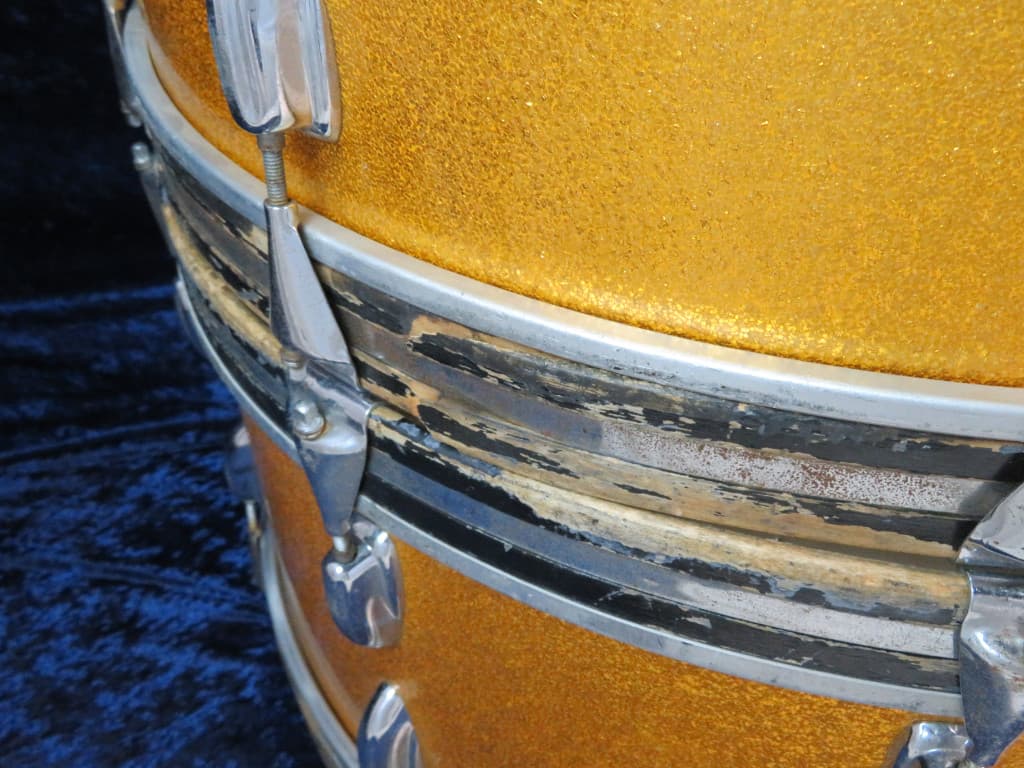 Slingerland Pair of 10 x 26 Sparkling Orange Pearl Wood Bass Drums Serial #246944 and Serial #253875