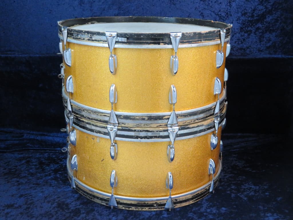 Slingerland Pair of 10 x 26 Sparkling Orange Pearl Wood Bass Drums Serial #246944 and Serial #253875