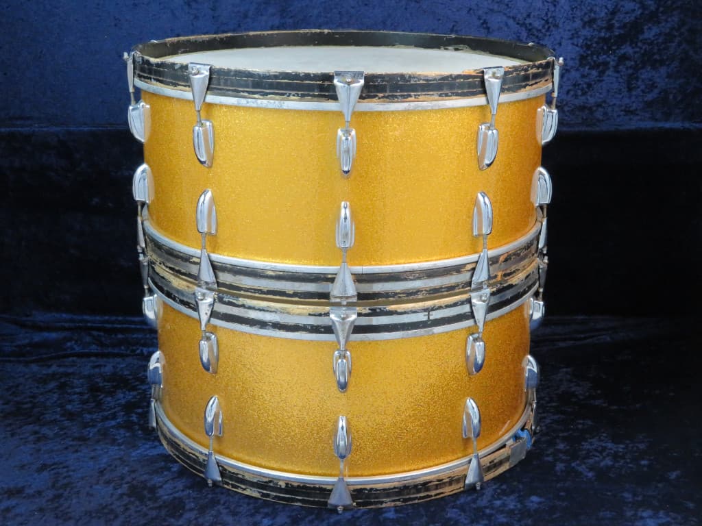 Slingerland Pair of 10 x 26 Sparkling Orange Pearl Wood Bass Drums Serial #246944 and Serial #253875