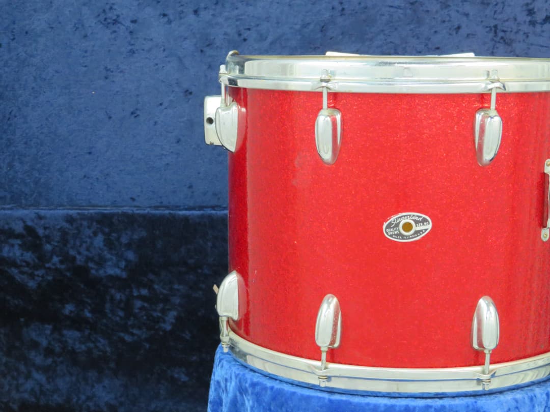 Slingerland 12 x 14 Sparkling Red Pearl Wood Marching Snare Drum 70's Serial #452407