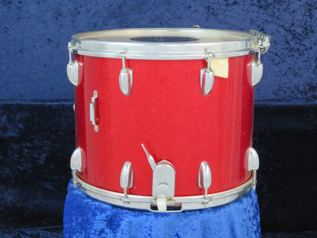 Slingerland 12 x 14 Sparkling Red Pearl Wood Marching Snare Drum 70's Serial #452407