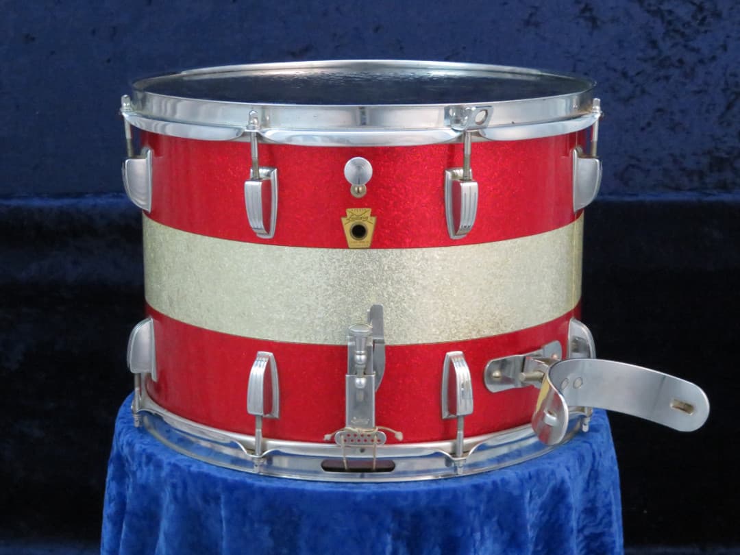 Ludwig Kick 10 x 14 Sparkling Red and Silver Pearl Wood Marching Snare Drum Serial #425455 Ludwig Kick 10 x 14 Sparkling Red and Silver Pearl Wood Marching Snare Drum Serial #425455