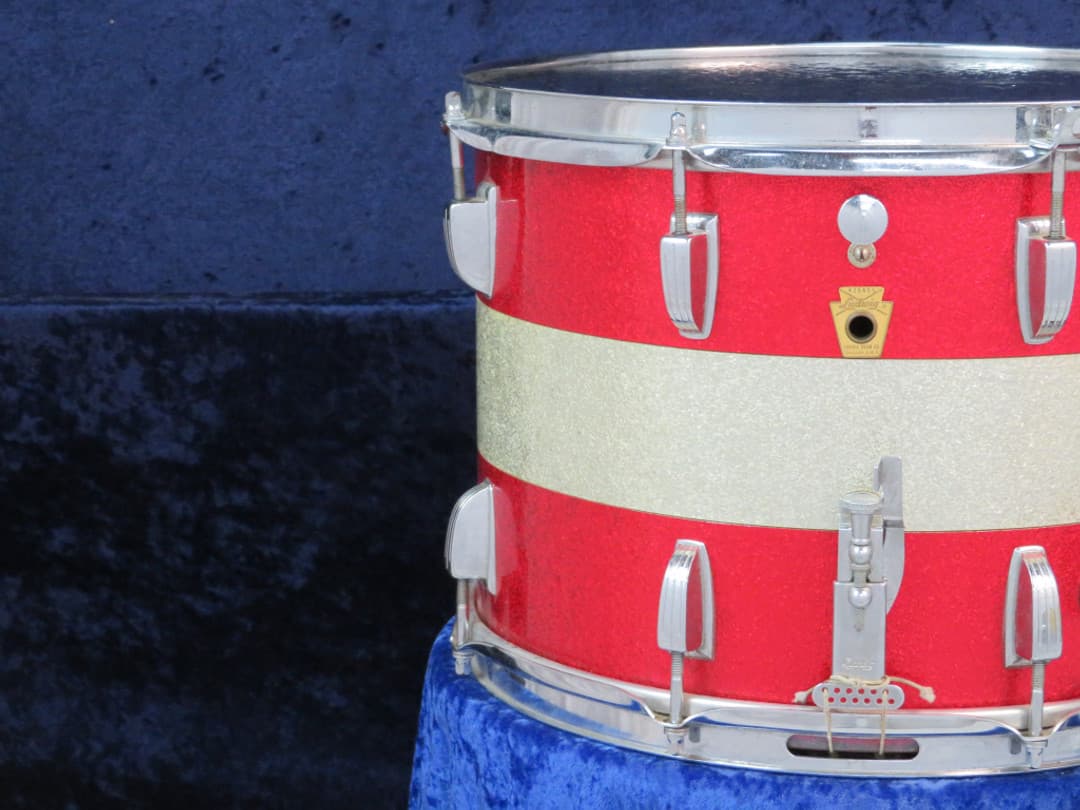 Ludwig Kick 10 x 14 Sparkling Red and Silver Pearl Wood Marching Snare Drum Serial #425455
