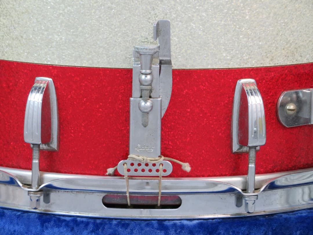 Ludwig Kick 10 x 14 Sparkling Red and Silver Pearl Wood Marching Snare Drum Serial #425455
