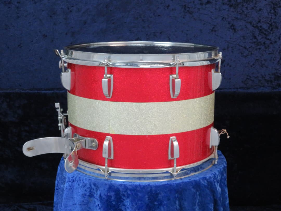 Ludwig Kick 10 x 14 Sparkling Red and Silver Pearl Wood Marching Snare Drum Serial #425455