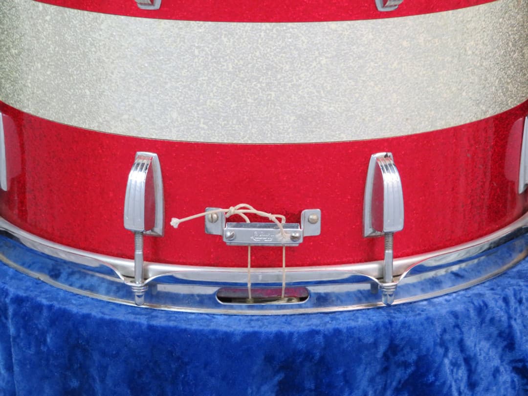 Ludwig Kick 10 x 14 Sparkling Red and Silver Pearl Wood Marching Snare Drum Serial #425455