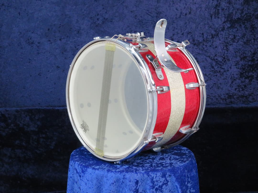 Ludwig Kick 10 x 14 Sparkling Red and Silver Pearl Wood Marching Snare Drum Serial #425455