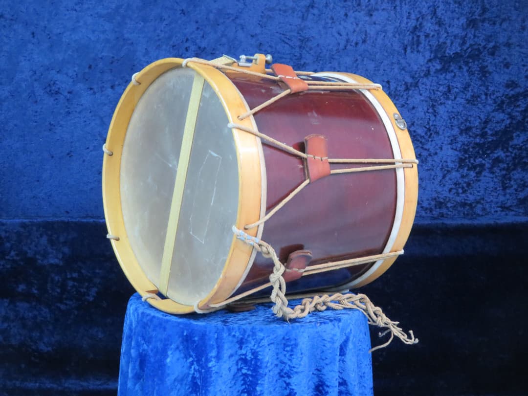 WFL Ludwig Mahogany 12 x 15 Wood Rope Pull Marching Snare Drum 1940's Serial #355