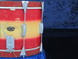 Slingerland 10 x 14 Red and Yellow Duco Wood Hoop Marching Snare Drum 1940's Serial #205987 Slingerland 10 x 14 Red and Yellow Duco Wood Hoop Marching Snare Drum 1940's Serial #205987