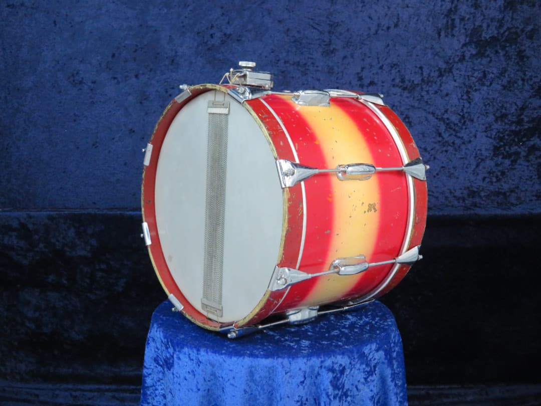 Slingerland 10 x 14 Red and Yellow Duco Wood Hoop Marching Snare Drum 1940's Serial #205987