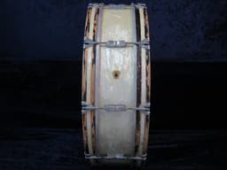 Ludwig Scotch 6 x 28 White Marine Pearl Wood Bass Drum Serial #713808 Ludwig Scotch 6 x 28 White Marine Pearl Wood Bass Drum Serial #713808