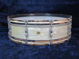 Ludwig Scotch 6 x 28 White Marine Pearl Wood Bass Drum Serial #713808 Ludwig Scotch 6 x 28 White Marine Pearl Wood Bass Drum Serial #713808