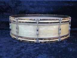 Ludwig Scotch 6 x 28 White Marine Pearl Wood Bass Drum Serial #713808 Ludwig Scotch 6 x 28 White Marine Pearl Wood Bass Drum Serial #713808