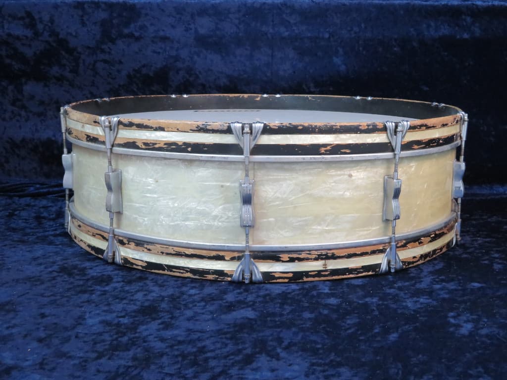 Ludwig Scotch 6 x 28 White Marine Pearl Wood Bass Drum Serial #713808