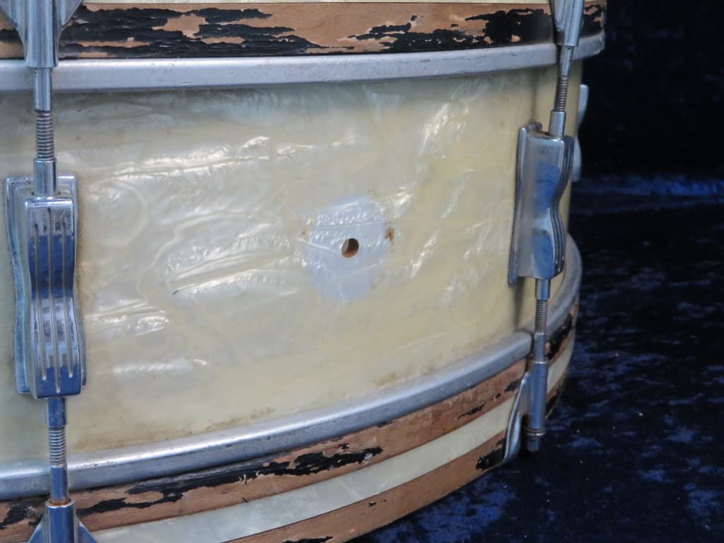 Ludwig Scotch 6 x 28 White Marine Pearl Wood Bass Drum Serial #713808