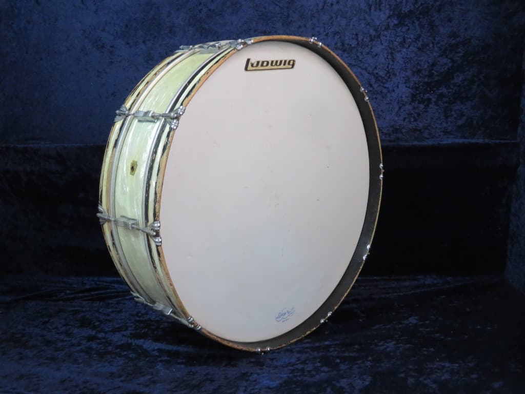 Ludwig Scotch 6 x 28 White Marine Pearl Wood Bass Drum Serial #713808