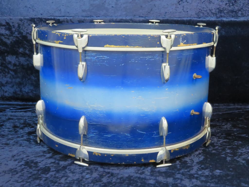 Slingerland 14 x 26 Blue and Silver Duco Wood Bass Drum Serial #isi9347