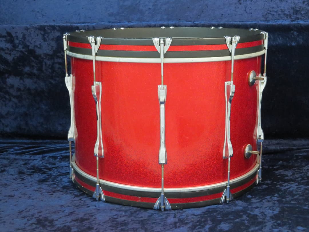 Ludwig 14 x 22 Red Sparkle Pearl Wood Bass Drum Serial #isi9344