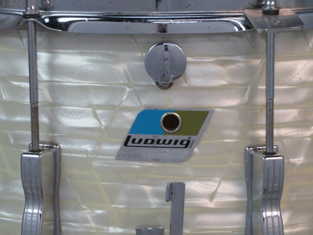 Ludwig 10 x 14 White Marine Pearl Wood Marching Snare Drum Serial #1629702