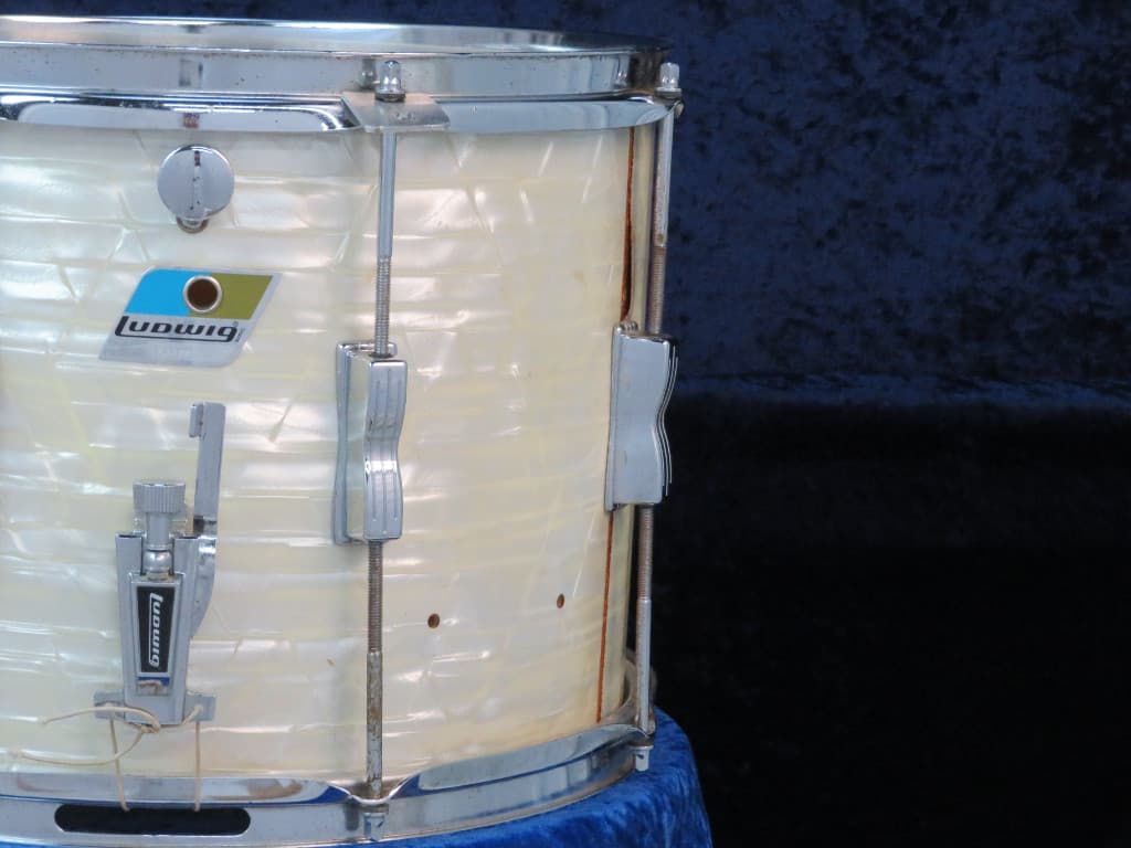 Ludwig 10 x 14 White Marine Pearl Wood Marching Snare Drum Serial #1629702