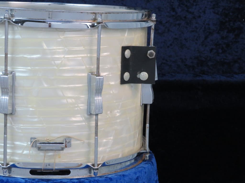 Ludwig 10 x 14 White Marine Pearl Wood Marching Snare Drum Serial #1629702