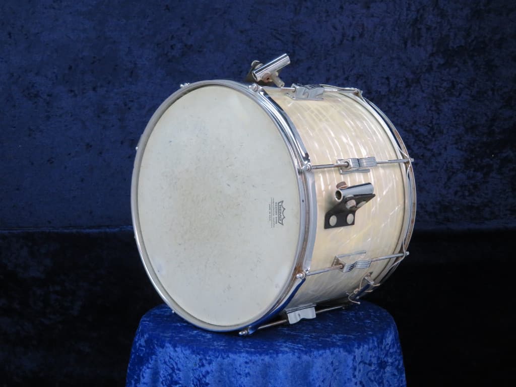 Ludwig 10 x 14 White Marine Pearl Wood Marching Snare Drum Serial #1629702