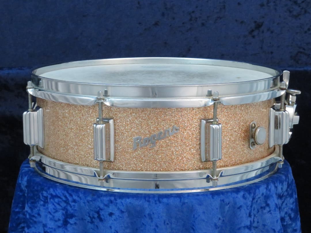 Rogers Powertone 5 x 14 Pink Champagne Pearl Wood Snare Drum 1960's Serial #5820 Rogers Powertone 5 x 14 Pink Champagne Pearl Wood Snare Drum 1960's Serial #5820